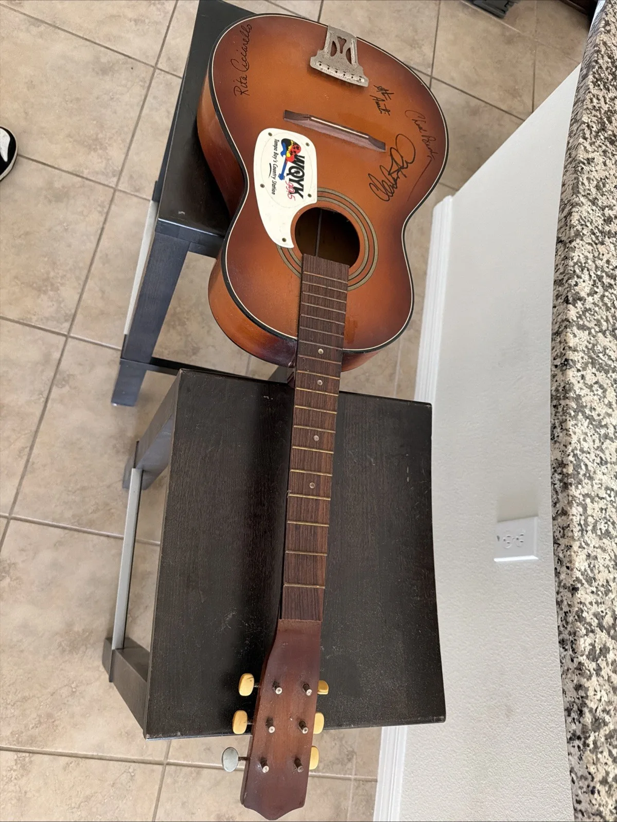 Acoustic Guitar Signed By Music Artists, image 4