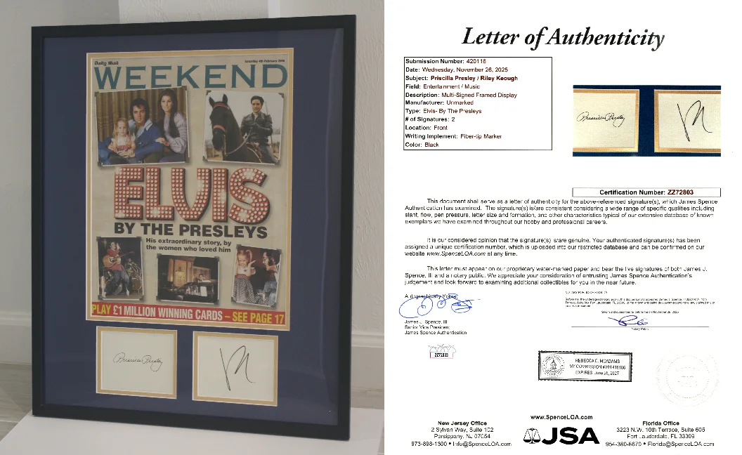 PRISCILLA PRESLEY & RILEY KEOUGH Cut Signatures Autographs & Magazine Cover JSA, изображение 5