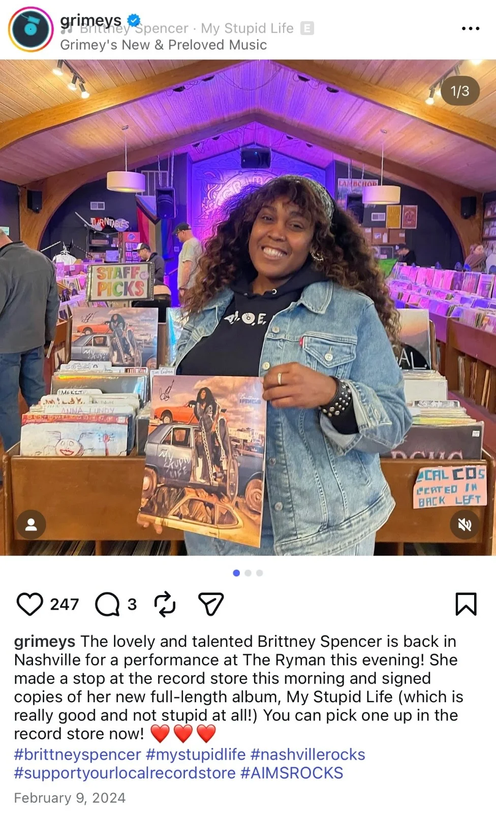 Brittney Spencer Signed My Stupid Life Autographed Vinyl Beyonce Cowboy Carter, изображение 3