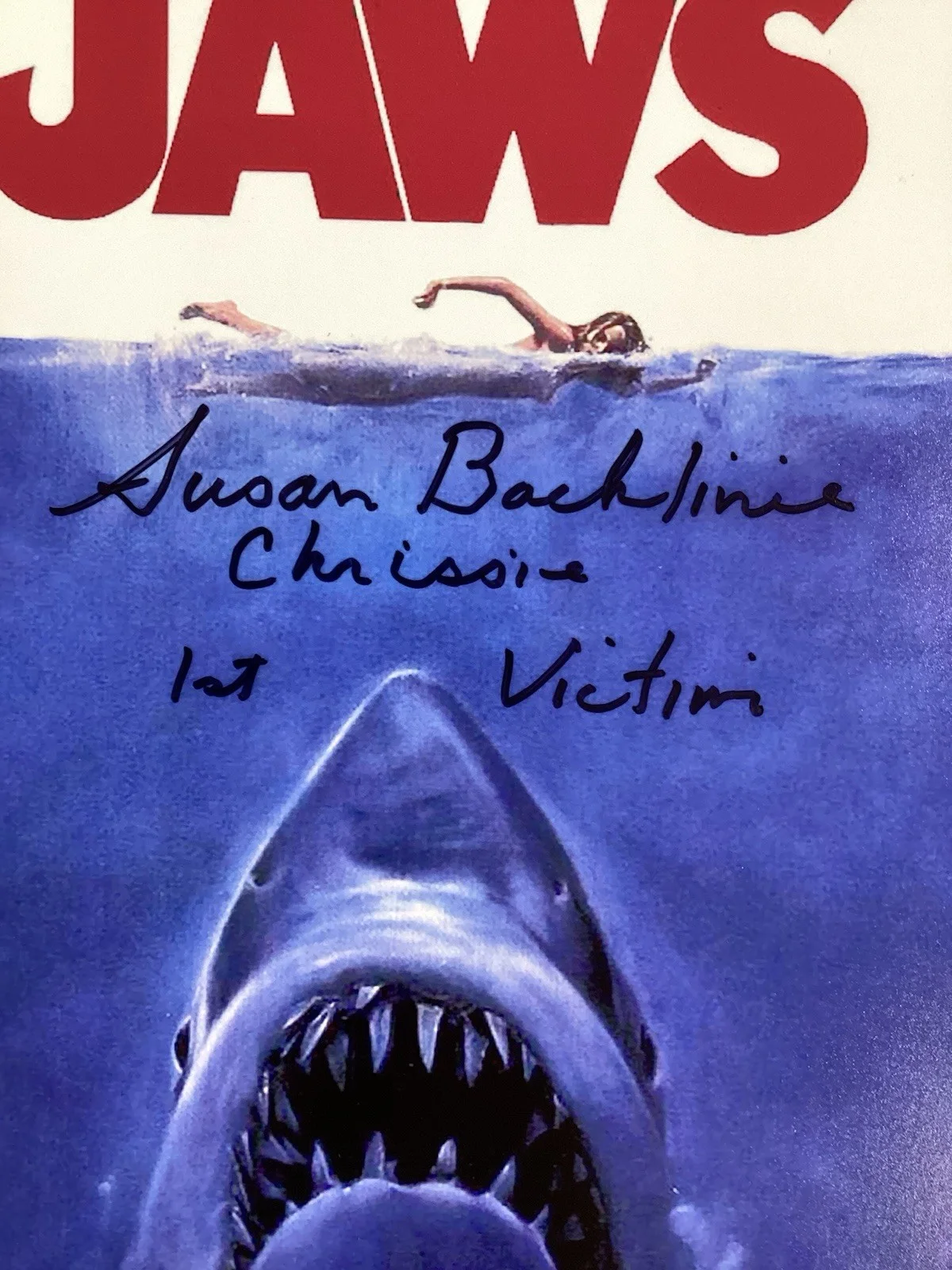 Susan Backlinie — Susan Backlinie Signed Movie Photo 11x17 Jaws 1st Victim Chrissie Autograph BAS, изображение 2