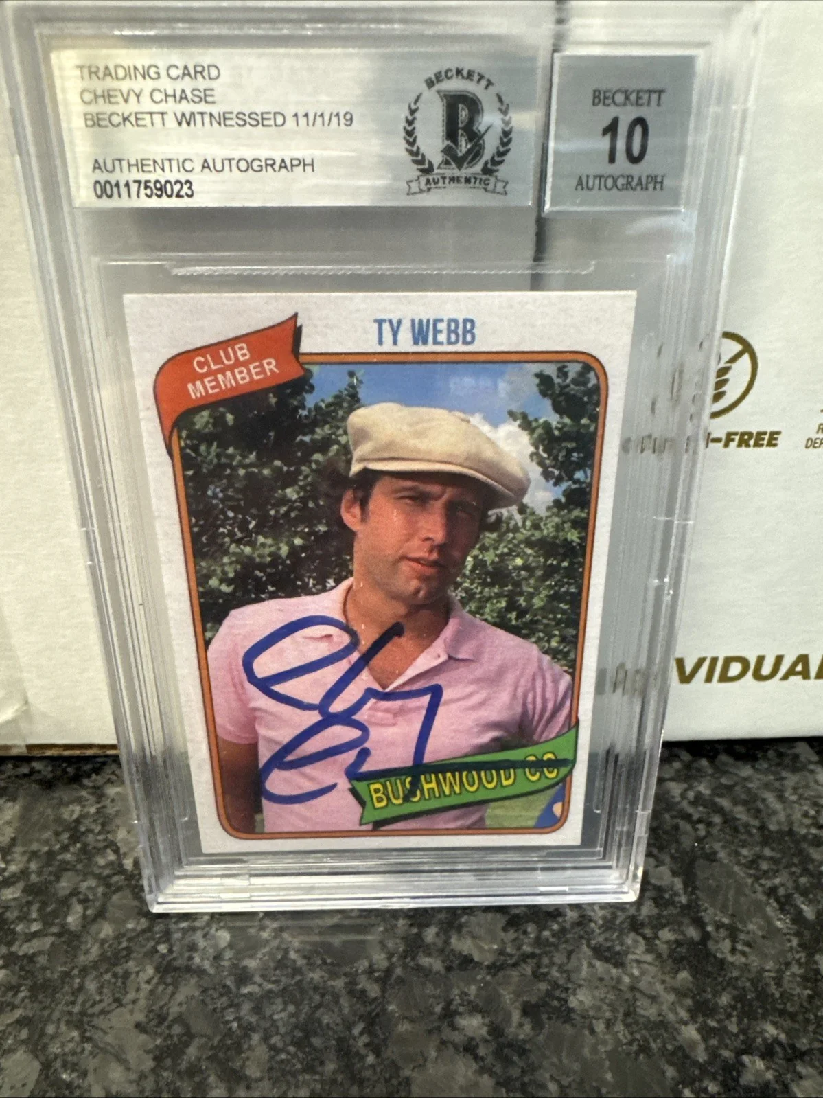 Chevy Chase — Chevy Chase Autographed Ty Webb Custom Card BGS Authenticated Auto 10, image 2