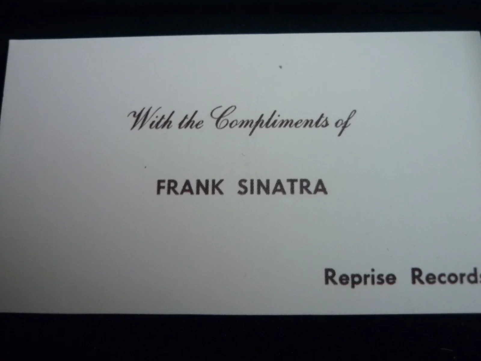 Movie replica prop boxed business card with compliments frank sinatra, image 4