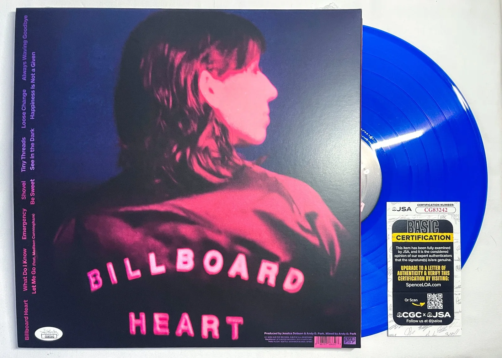DEEP SEA DIVER Band Signed BILLBOARD HEART Blue Vinyl Album JSA Jessica Dobson, изображение 5
