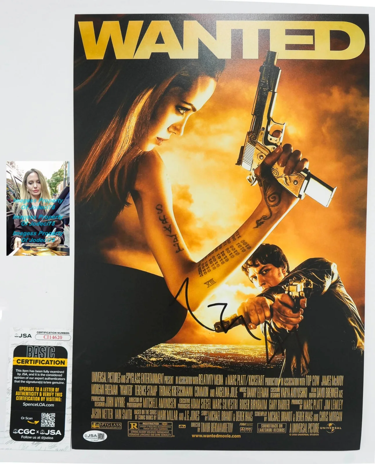 Angelina Jolie — Angelina Jolie Signed Autographed WANTED 12x18 Photo EXACT Proof JSA