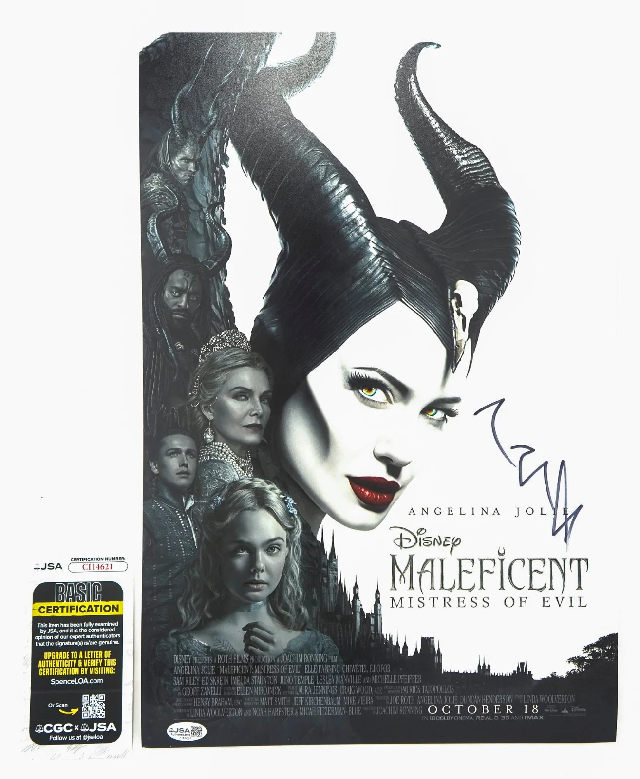 Angelina Jolie — Angelina Jolie Signed MALEFICENT MISTRESS OF EVIL 12x18 Photo Poster PROOF JSA