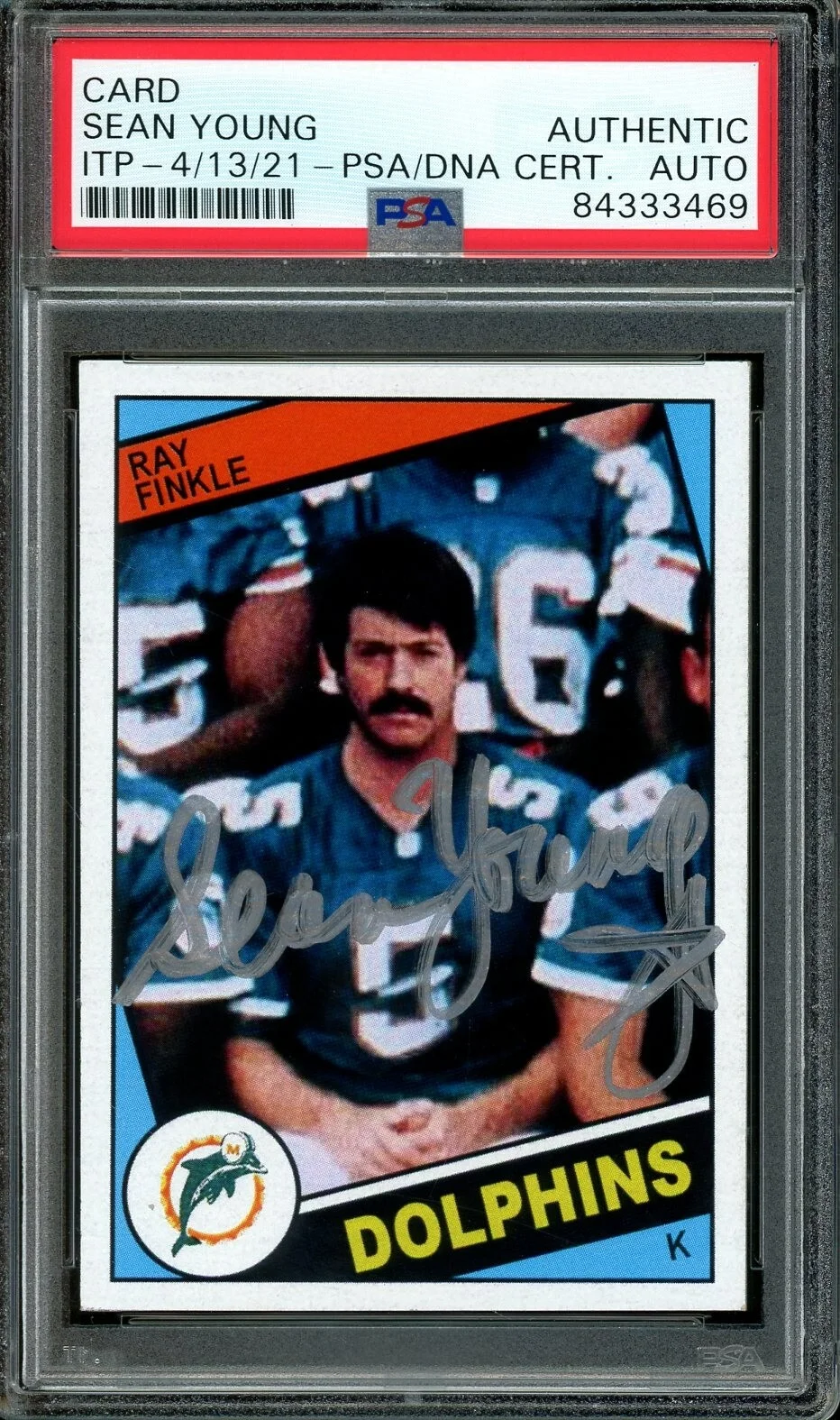 Sean Young / Lt. Lois Einhorn / Ray Finkle — Sean Young Signed Jersey Inscribed "Ray Finkle" (JSA) Ace Ventura / Dolphins, image 5