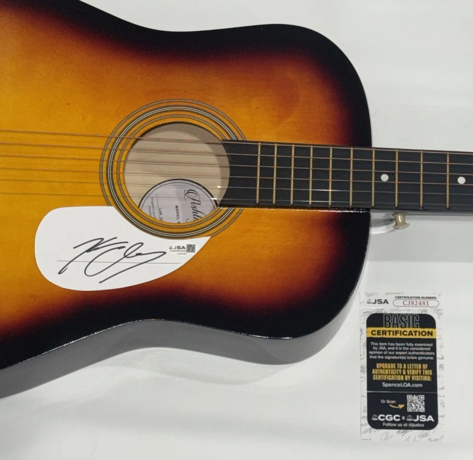 KENNY CHESNEY SIGNED CUSTOM SUNBURST ACOUSTIC GUITAR NO SHOES NATION JSA COA, image 2
