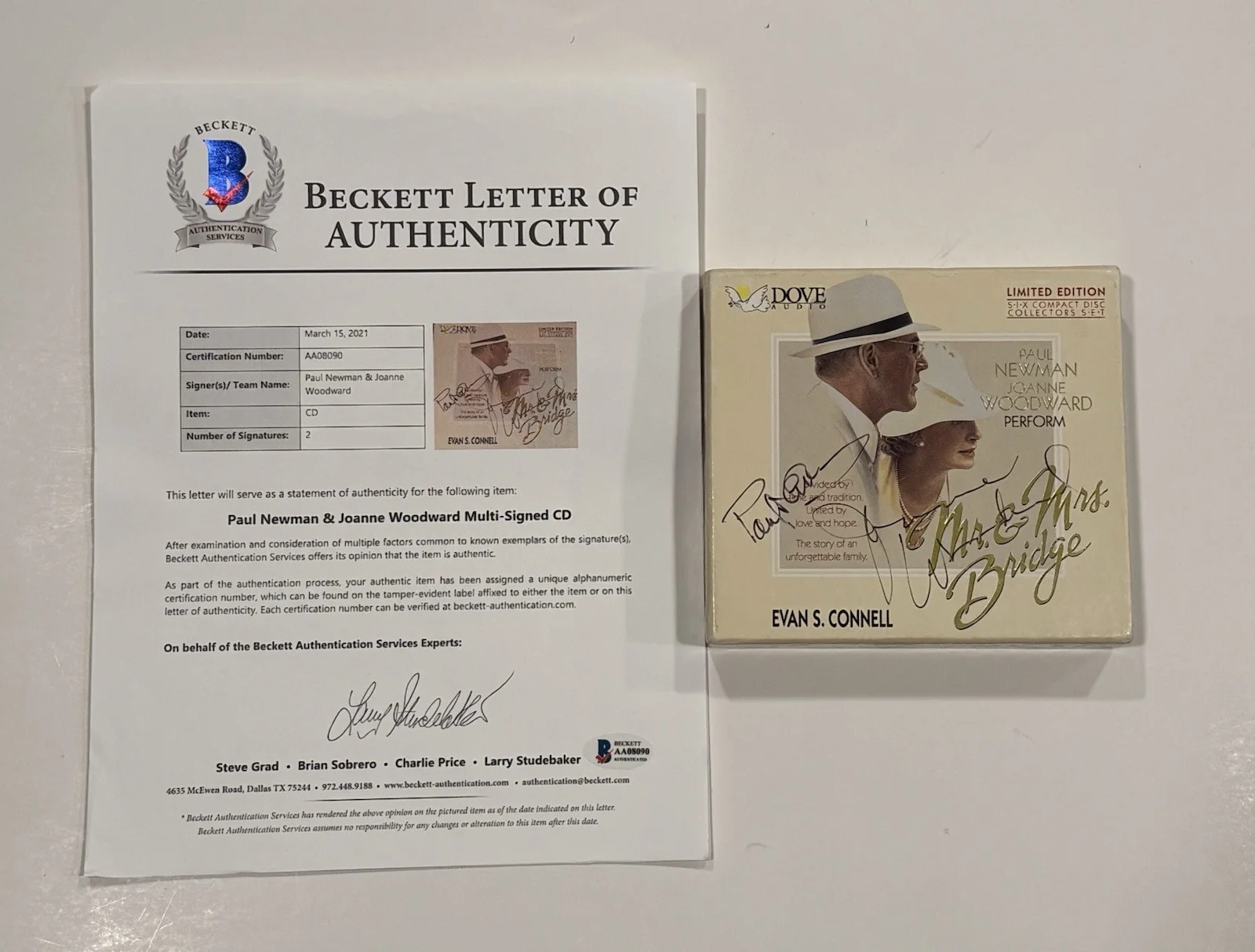 Paul Newman — Paul Newman & Joanne Woodward Signed Audiobook Case Mr & Mrs Bridge Beckett LOA