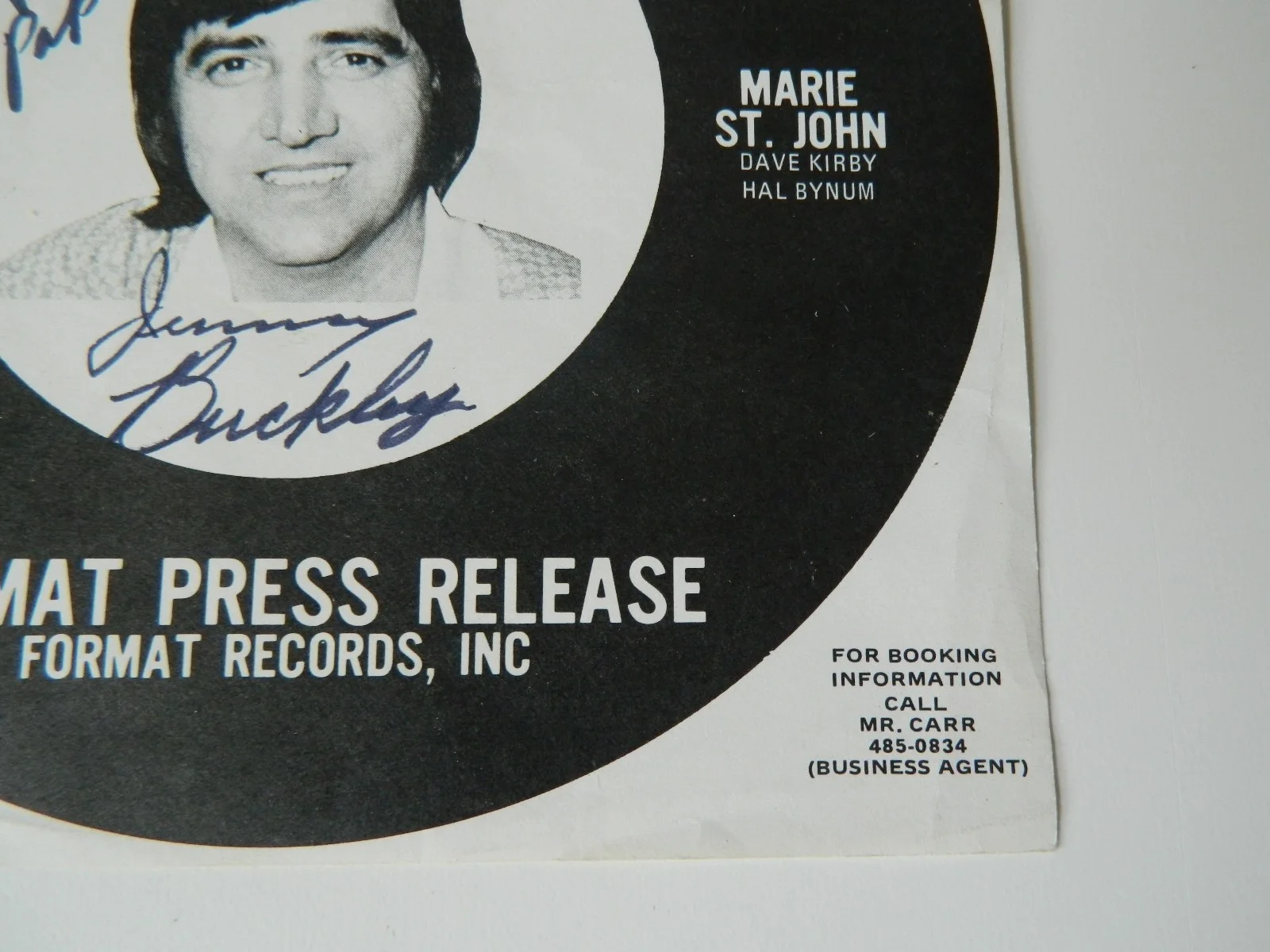 Jim Jimmy Buckley Country Music signed press release autographed Vintage, изображение 3