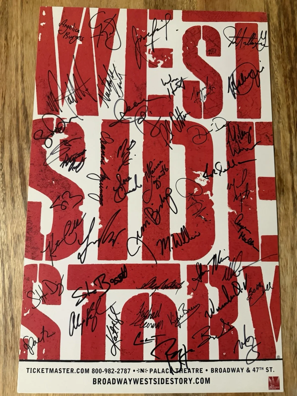 WEST SIDE STORY Broadway Cast SIGNED Window Card Poster NYC Palace Theatre WHOLE, image 2