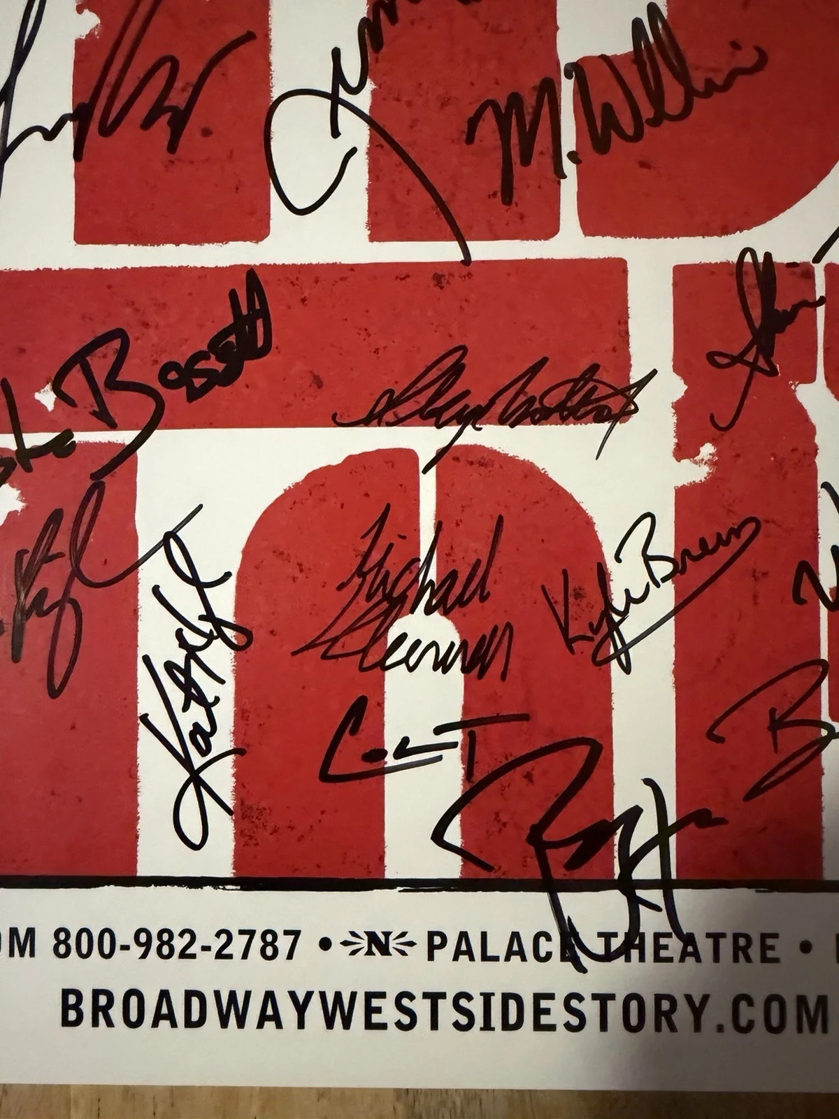 WEST SIDE STORY Broadway Cast SIGNED Window Card Poster NYC Palace Theatre WHOLE, image 4