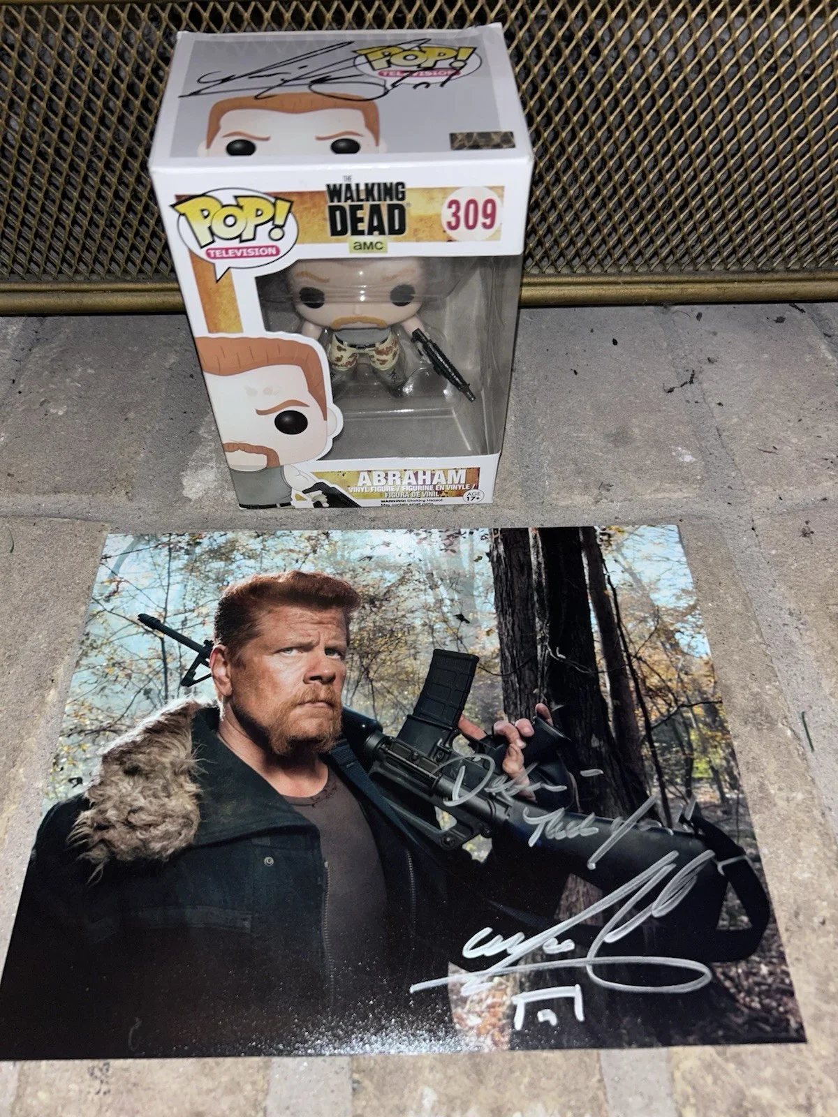 Michael Cudlitz — Signed Michael Cudlitz Walking Dead Abraham Funko Pop 309 & Signed Photo COA