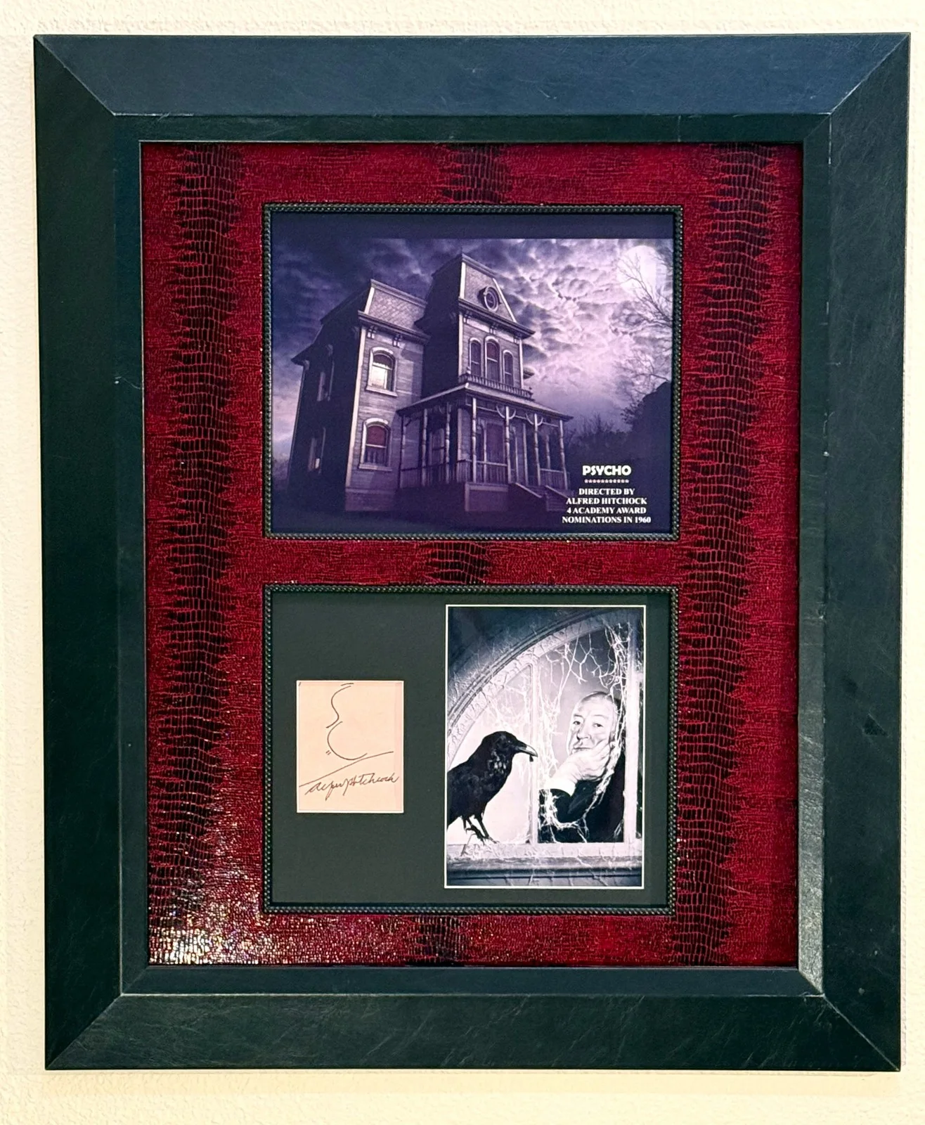 Alfred Hitchcock — Alfred Hitchcock Autograph Signed Self-Caricature Birds & Psycho Framed display!