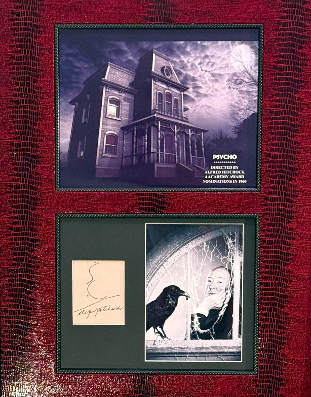 Alfred Hitchcock — Alfred Hitchcock Autograph Signed Self-Caricature Birds & Psycho Framed display!, image 2