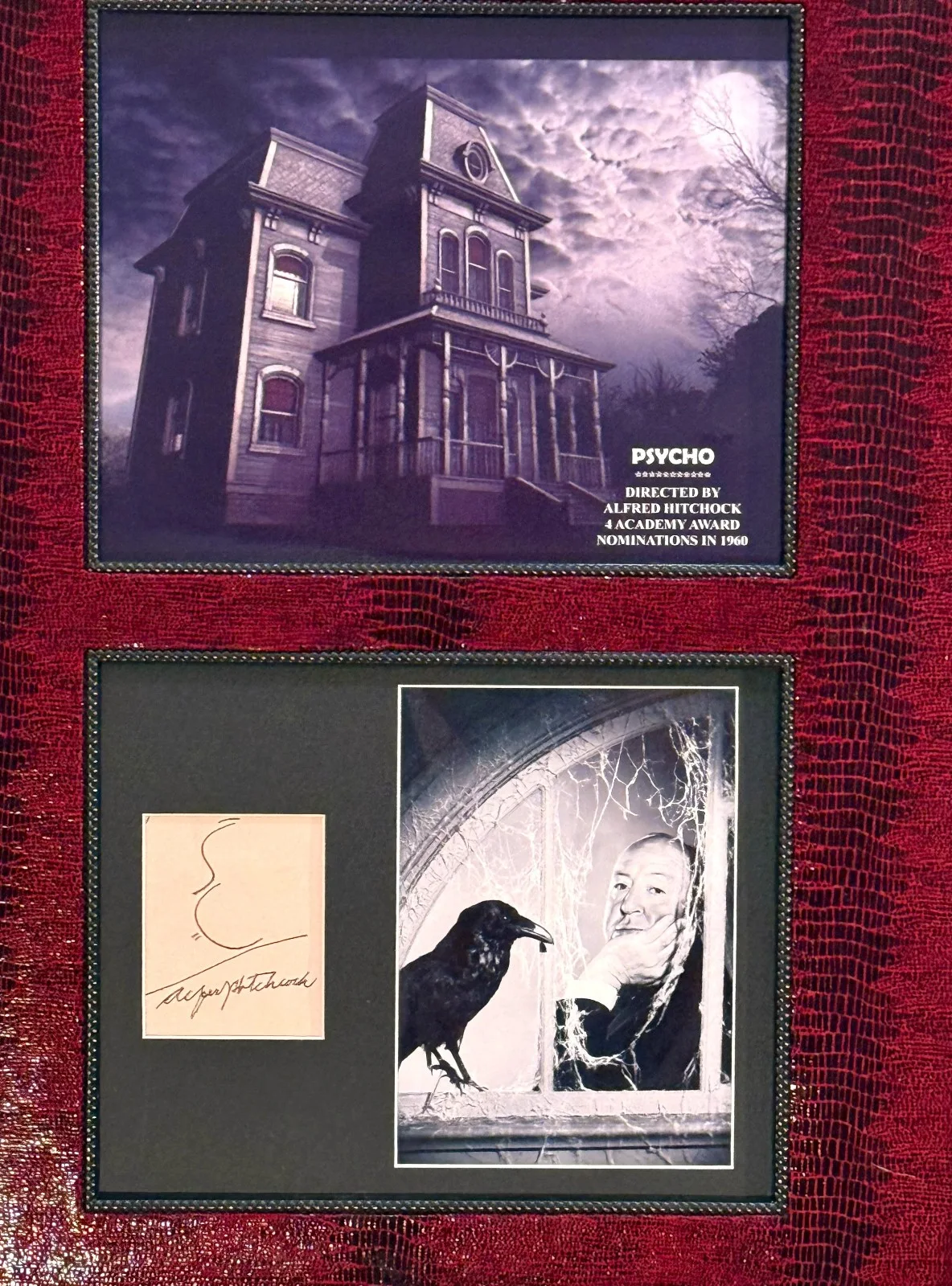 Alfred Hitchcock — Alfred Hitchcock Autograph Signed Self-Caricature Birds & Psycho Framed display!, image 3
