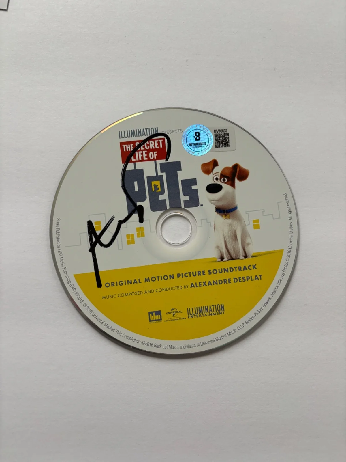 ALEXANDRE DESPLAT SIGNED SECRET LIFE OF PETS CD SOUNDTRACK MOVIE COMPOSER BAS, изображение 2