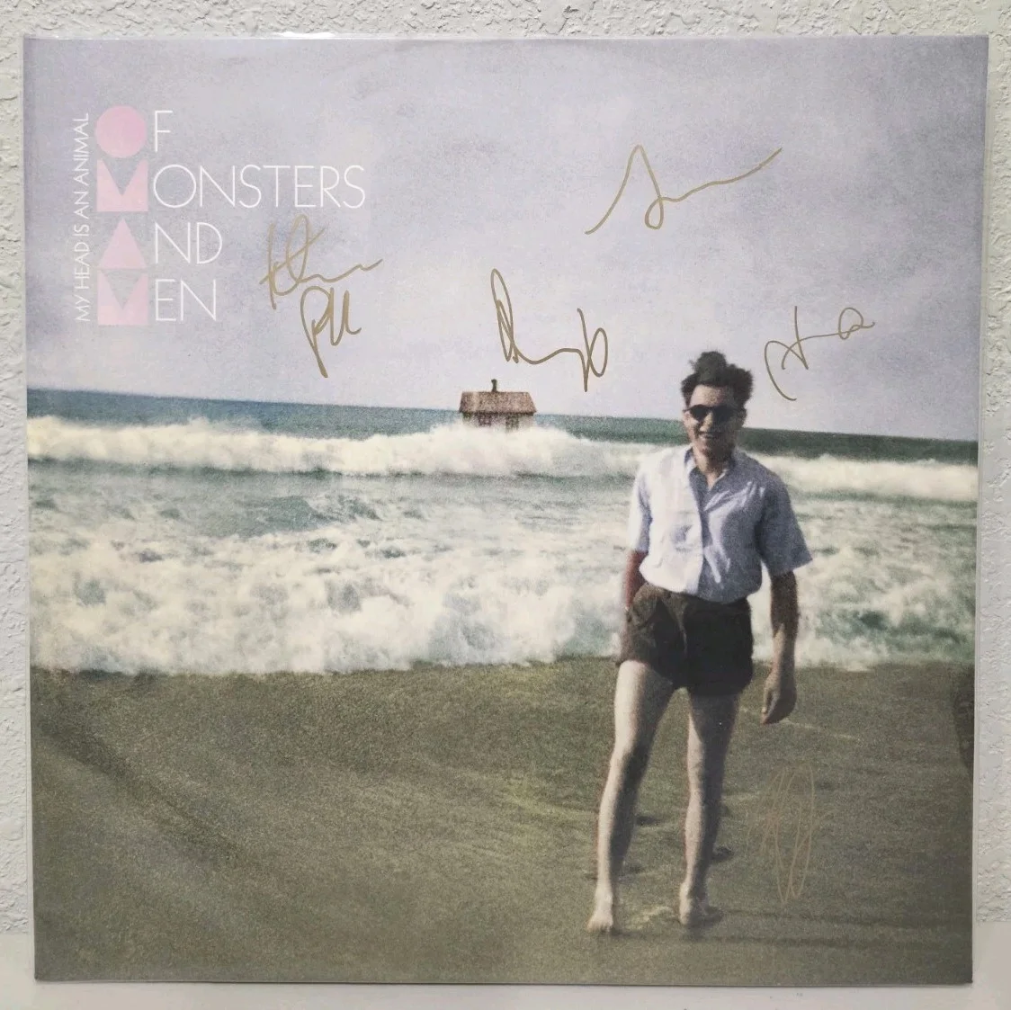 OF MONSTERS AND MEN — Of Monsters and Men 5 Members signed MY HEAD IS AN ANIMAL Album Cover Vinyl