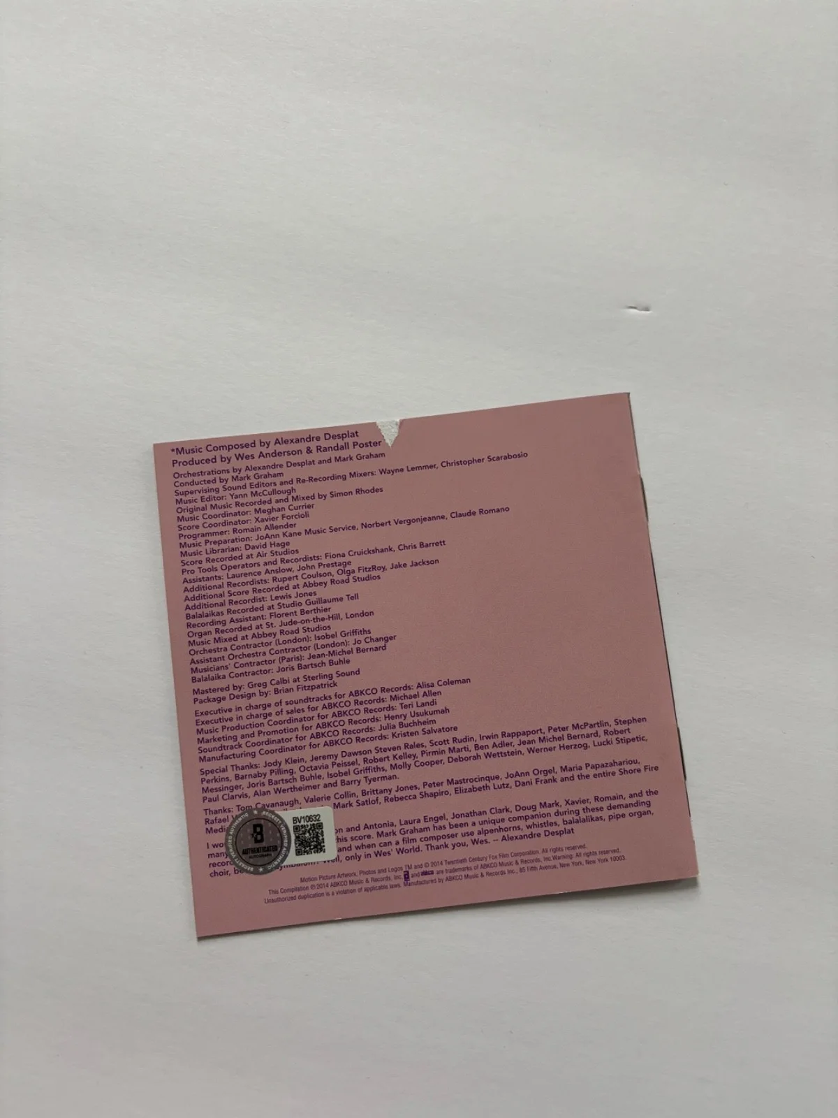 ALEXANDRE DESPLAT SIGNED THE GRAND BUDAPEST HOTEL CD COVER SOUNDTRACK MOVIE BAS, изображение 3