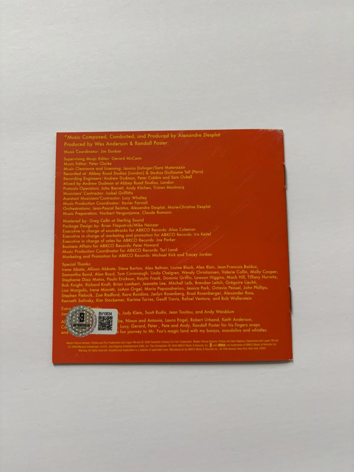 ALEXANDRE DESPLAT SIGNED FANTASTIC MR FOX CD COVER SOUNDTRACK MOVIE COMPOSER BAS, image 3
