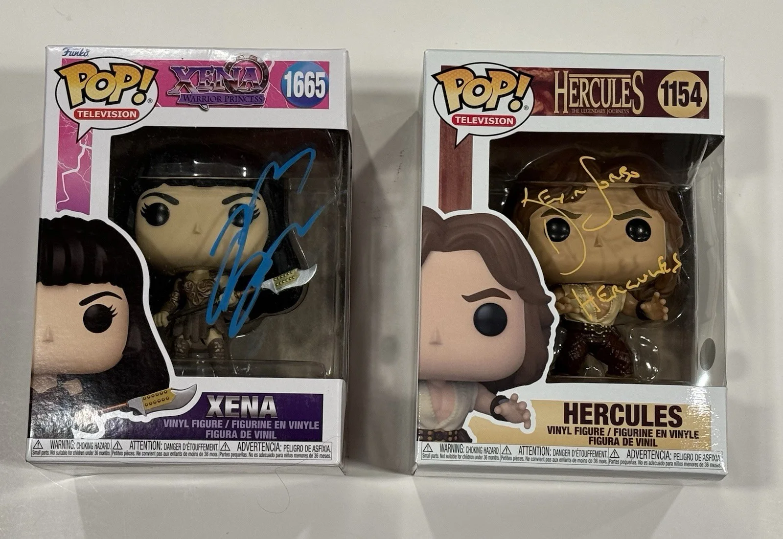 Lucy Lawless — Lucy Lawless Signed Xena & Kevin Sorbo Signed Hercules Funko Pop! Set PSA/JSA