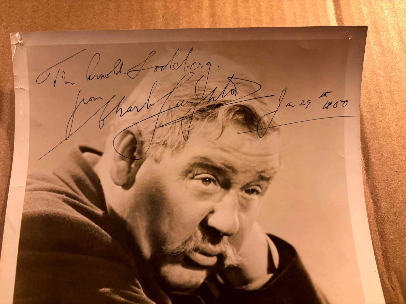 Charles Laughton Very Rare Autographed 8/10 Photo '50, image 2