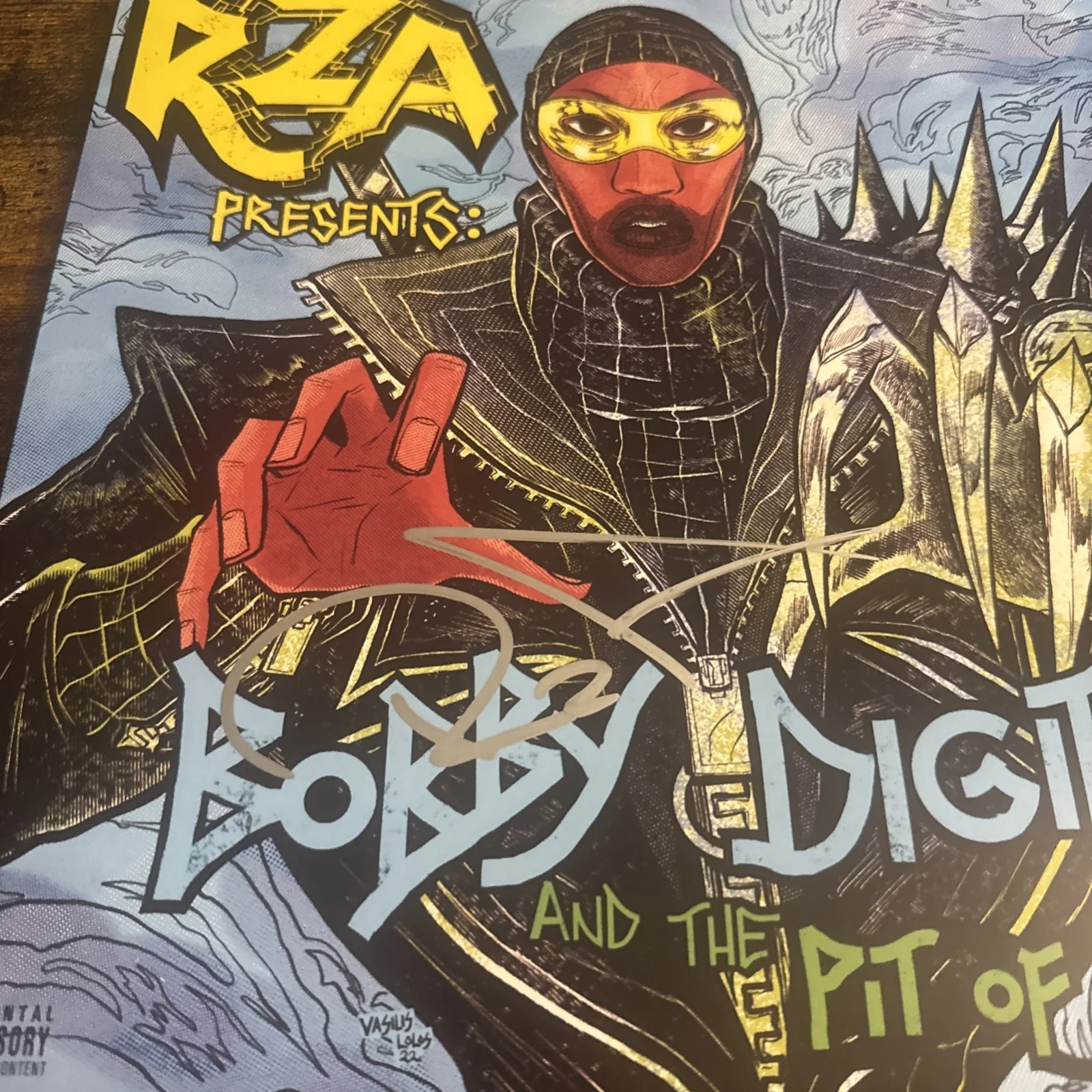 RAPPER RZA SIGNED BOBBY DIGITAL PIT OF SNAKES ALBUM VINYL RECORD BECKETT BAS COA, image 2