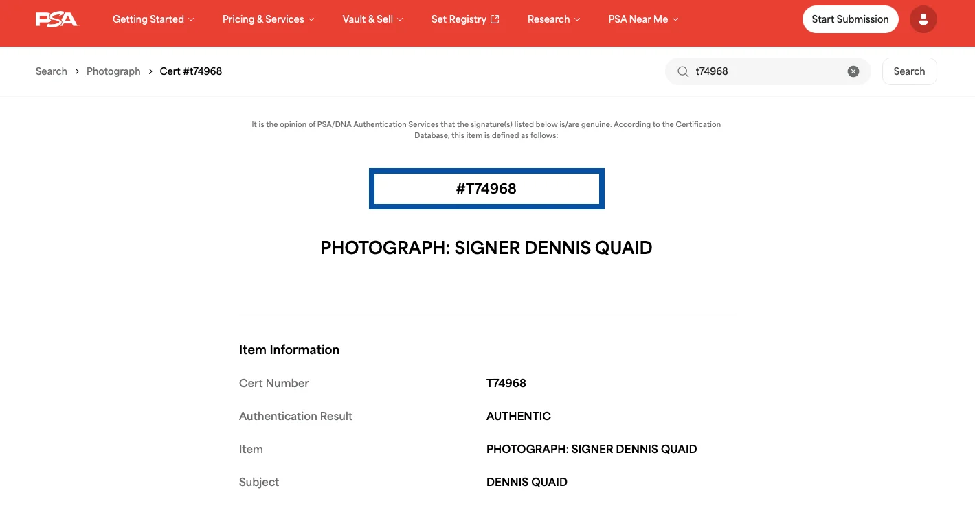 Dennis Quaid — Dennis Quaid Autographed 8x11 Photo – The Right Stuff PSA/DNA Certified, image 5