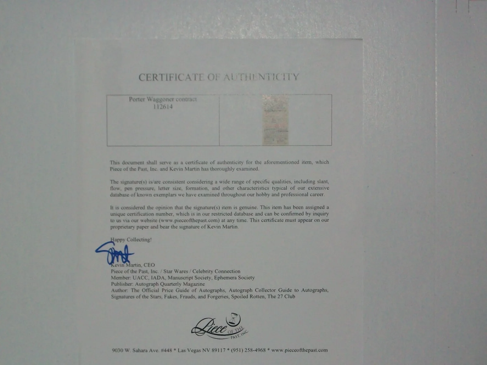 Porter Wagnor — Rare 1967 Porter Wagnor Show Signed Music Performance Contract W/COA, image 2
