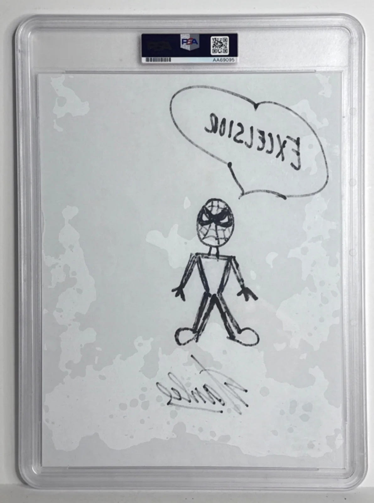 Stan Lee — Stan Lee Hand Signed And Drawn Spider-Man Sketch 8 1/2 x 11 PSA Encapsulated, изображение 2