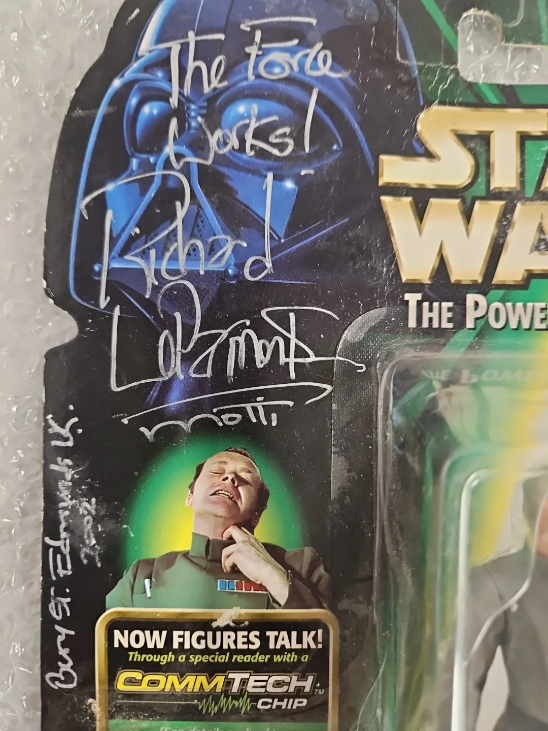 Richard LeParmentier — Star Wars POTF2 Admiral Motti CommTech Figure Signed “The Force Works” Autograph, image 2