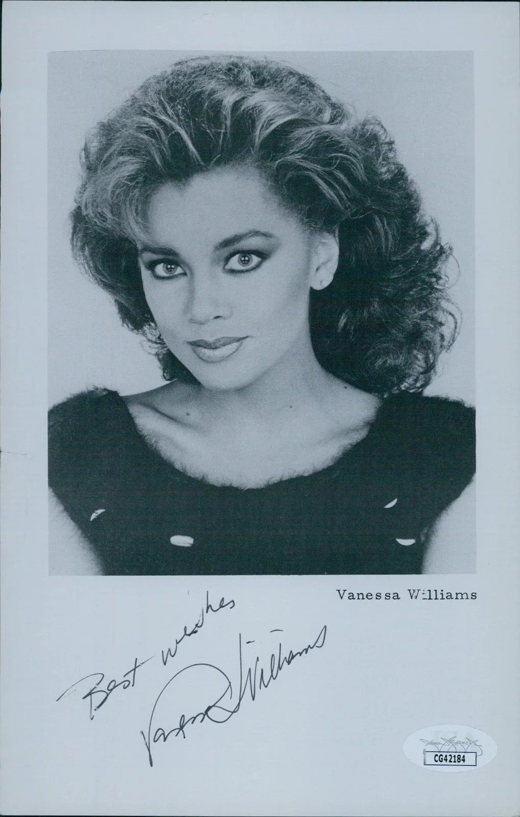 Vanessa Williams — Vanessa Williams Actress Singer Signed 5.5x8.5 Page Promo Photo JSA Authentic