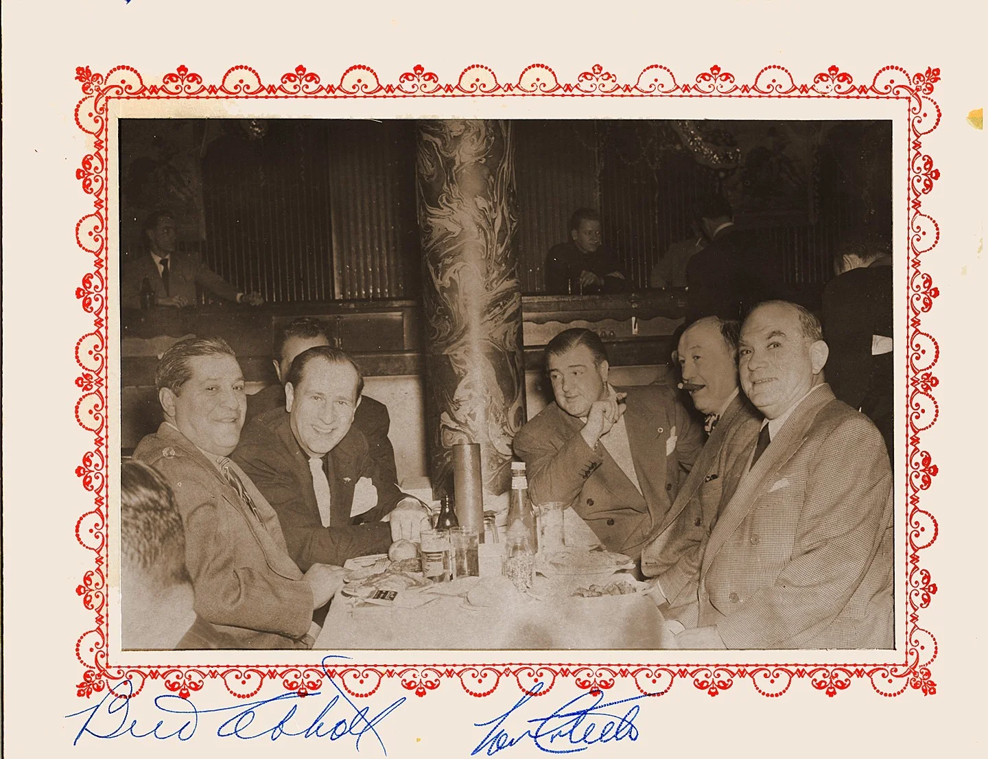 Abbott & Costello — Abbott & Costello Signed Autographed Click Club Dinner Souvenir + Orig Photo JSA
