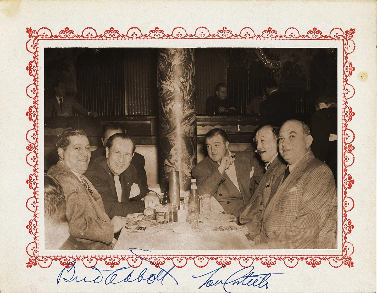 Abbott & Costello — Abbott & Costello Signed Autographed Click Club Dinner Souvenir + Orig Photo JSA