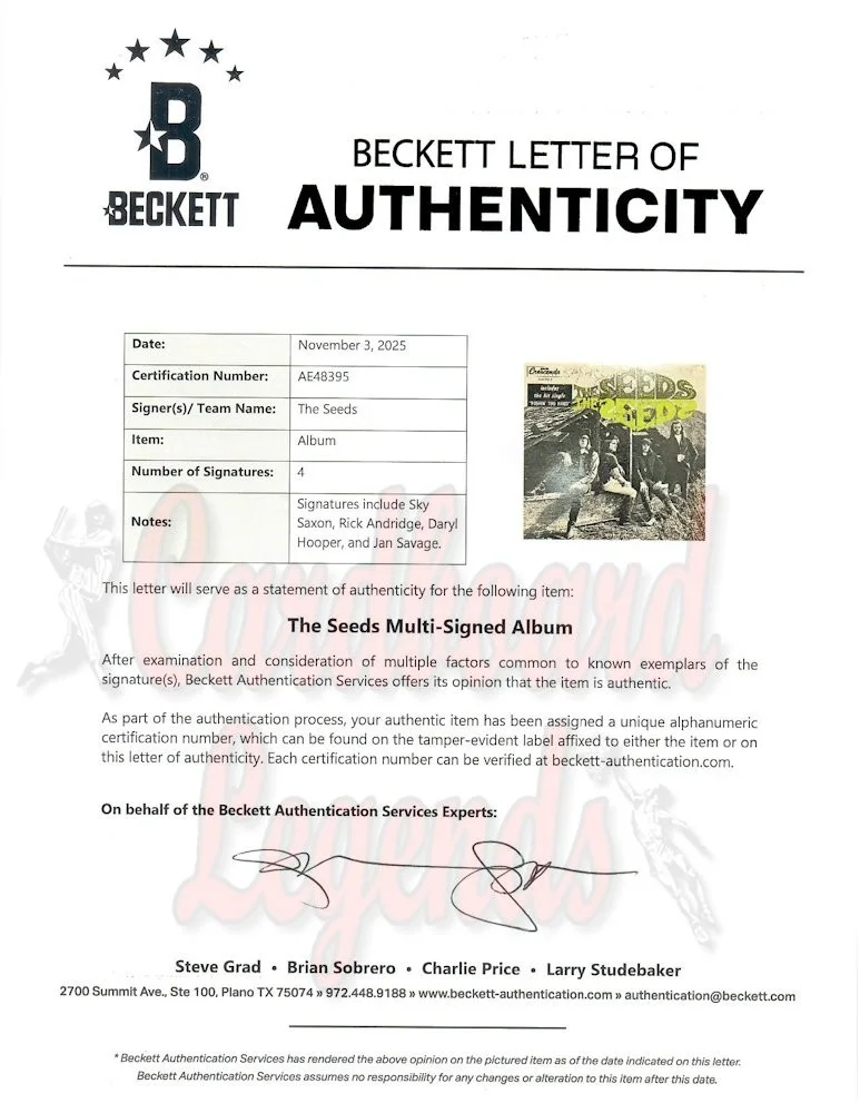 The Seeds Signed Autograph Album Cover Vintage Saxon Andridge +2 BAS AE48395, изображение 3