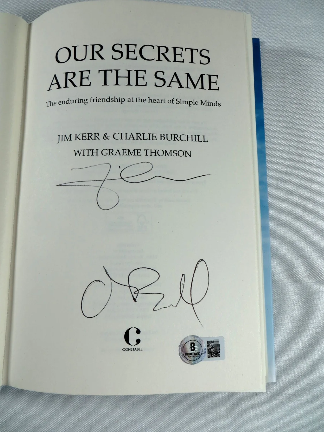 Jim Kerr Charlie Burchhill Dual Autographed Hardcover Book Simple Minds BAS, изображение 2