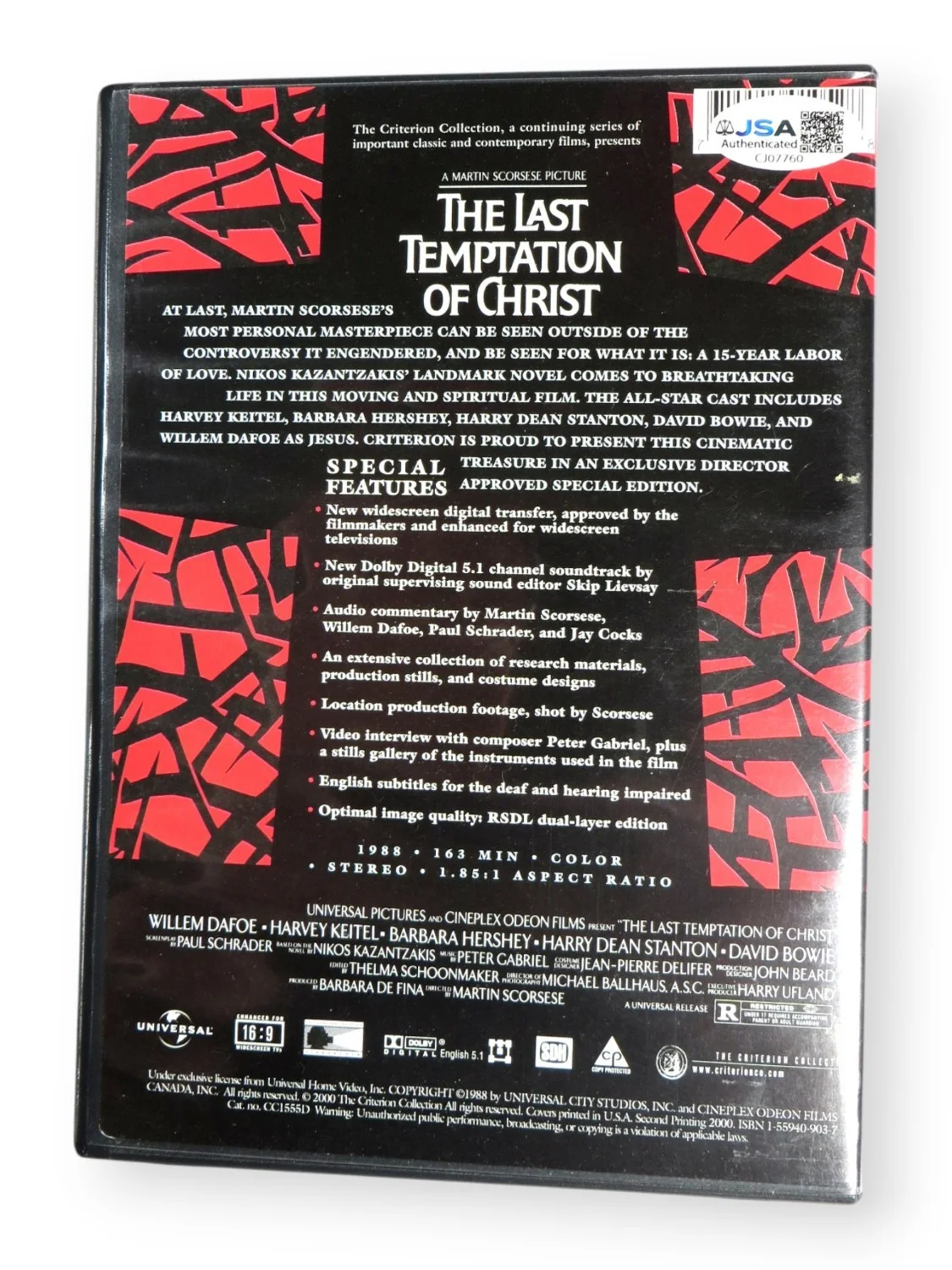 Martin Scorsese — Martin Scorsese Signed Autograph DVD Cover Last Temptation of Christ JSA CJ07760, изображение 3
