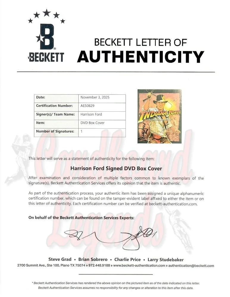 Harrison Ford — Harrison Ford Signed Autographed Blu-ray DVD Cover Indiana Jones BAS AE50829, изображение 4