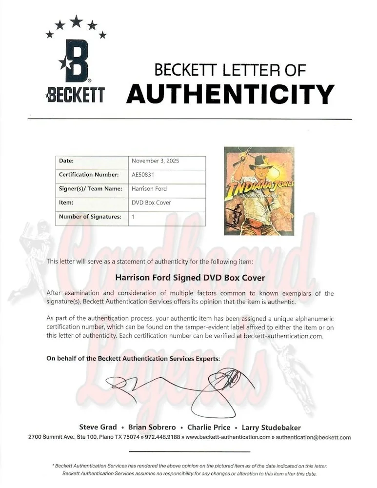 Harrison Ford — Harrison Ford Signed Autographed Blu-ray DVD Cover Indiana Jones BAS AE50831, изображение 4