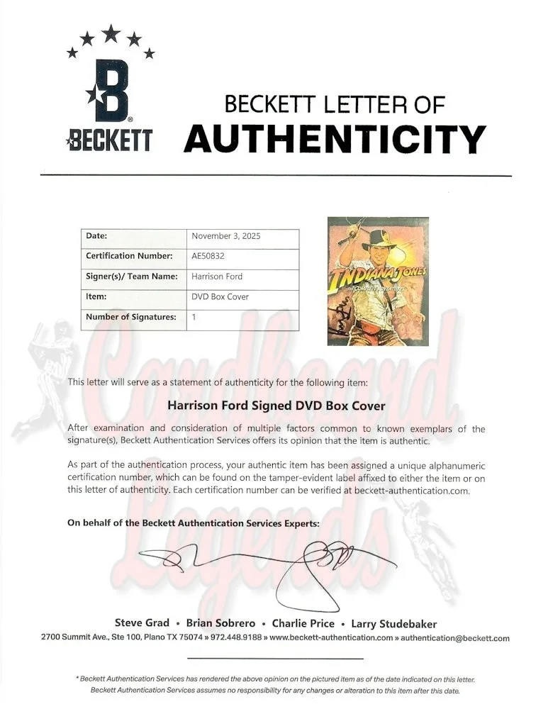 Harrison Ford — Harrison Ford Signed Autographed Blu-ray DVD Cover Indiana Jones BAS AE50832, изображение 4