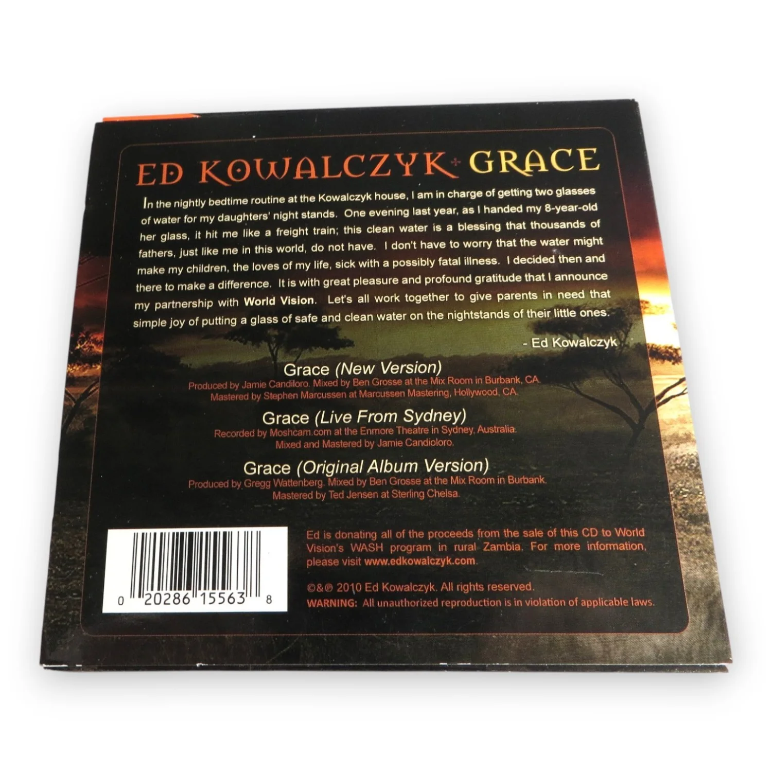 Ed Kowalczyk Signed Autographed CD Cover Grace Live Singer BAS COA, image 2