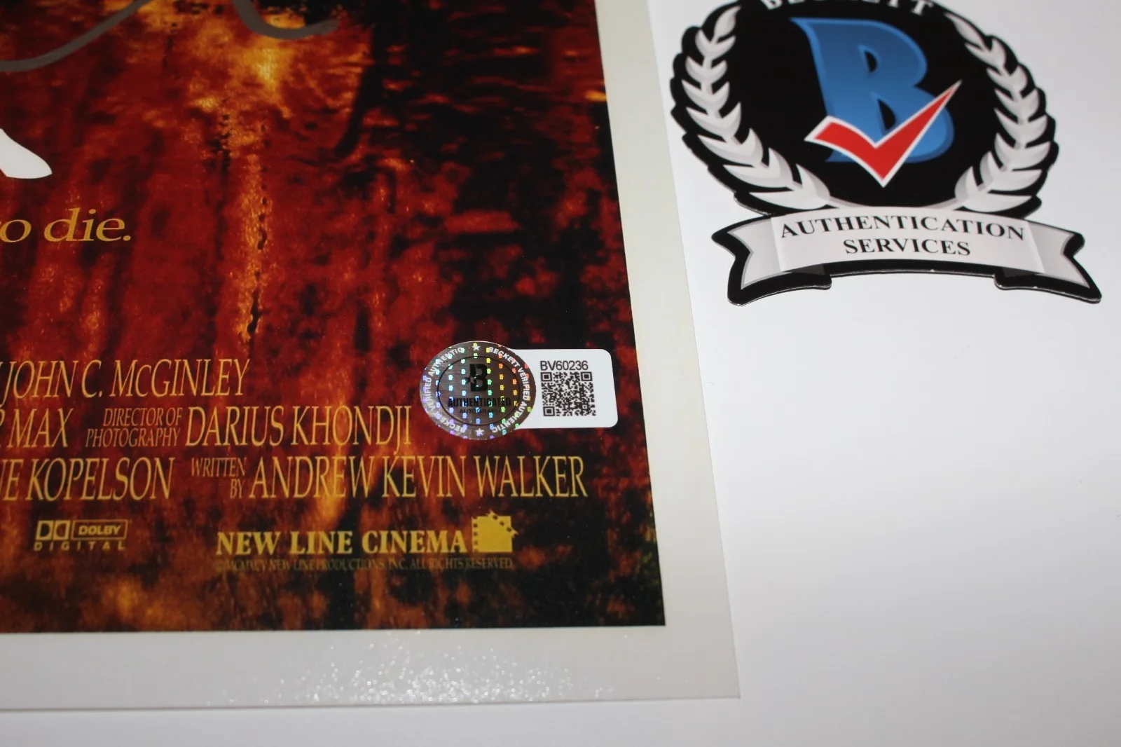 WRITER ANDREW KEVIN WALKER SIGNED 'SEVEN' 12x18 MOVIE POSTER BAS BECKETT COA, изображение 3