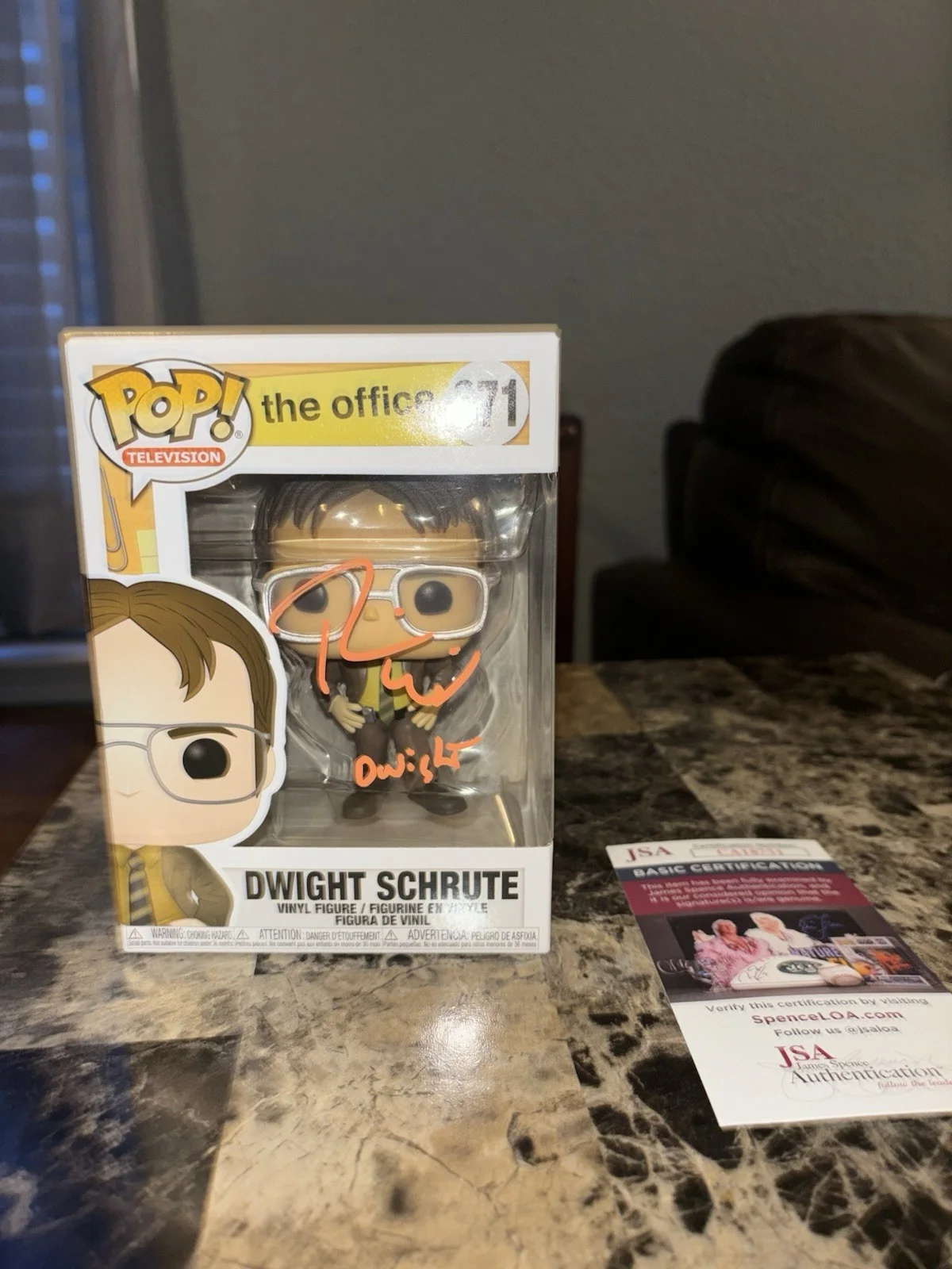 Rainn Wilson — Rainn Wilson Dwight Schrute The Office Signed Funko Pop #871 w/ JSA COA!