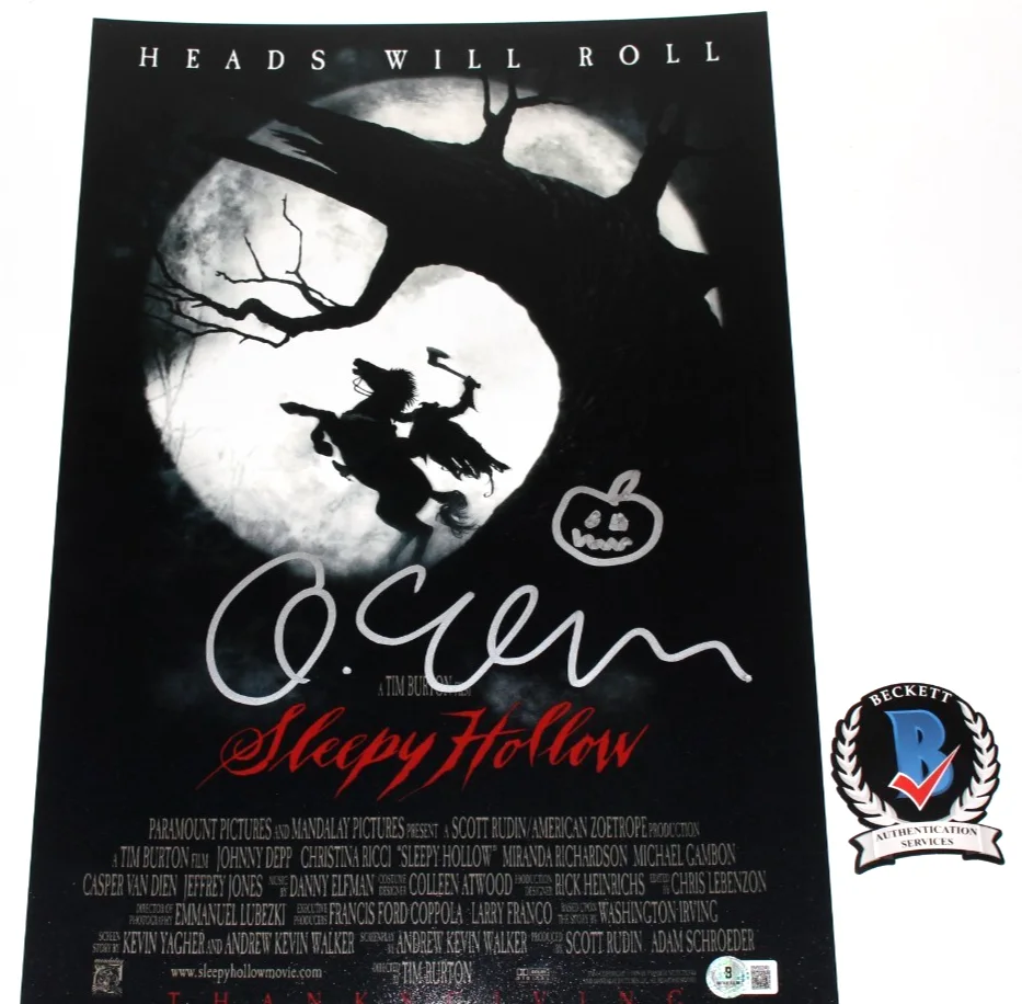WRITER ANDREW KEVIN WALKER SIGNED 'SLEEPY HOLLOW' 12x18 MOVIE POSTER BECKETT COA, изображение 2