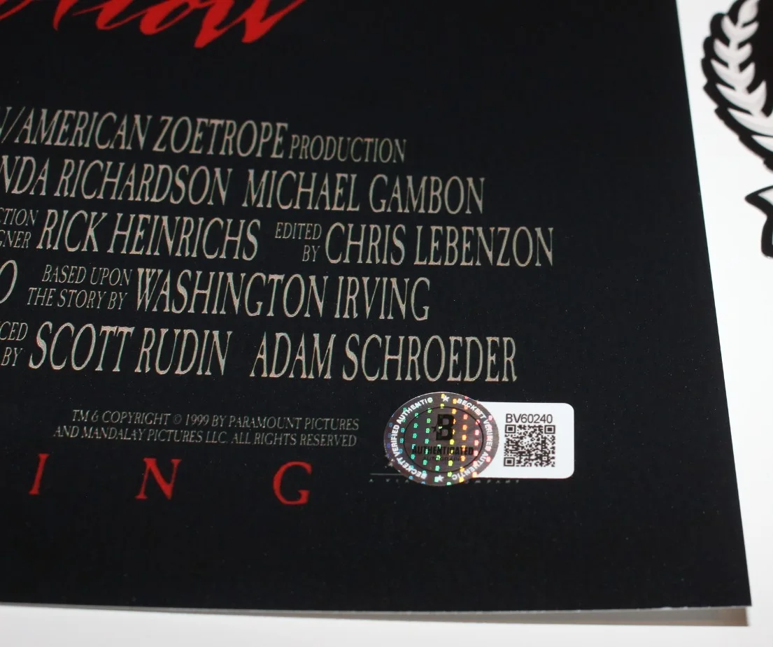 WRITER ANDREW KEVIN WALKER SIGNED 'SLEEPY HOLLOW' 12x18 MOVIE POSTER BECKETT COA, изображение 3