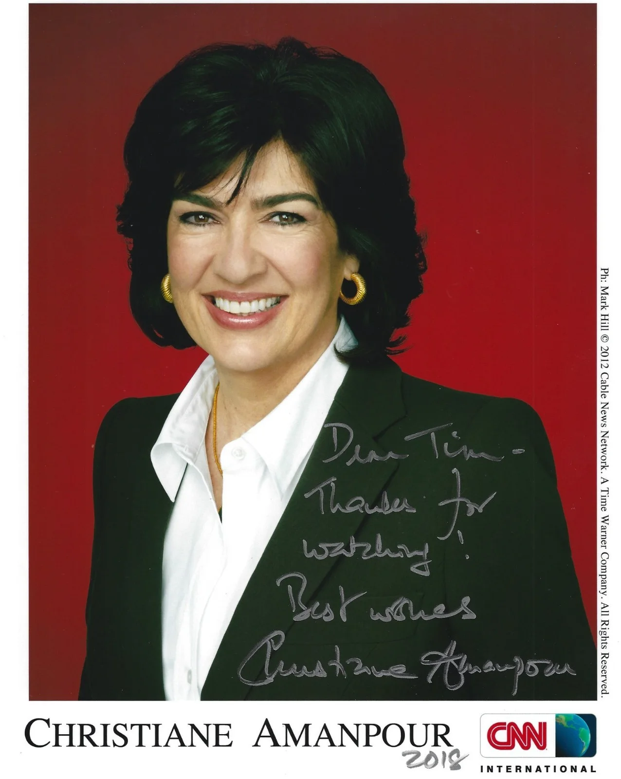 Chistiane Amanpour — Christiane Amanpour Autographed Signed 8x10 Photo - CNN Anchor - w/COA