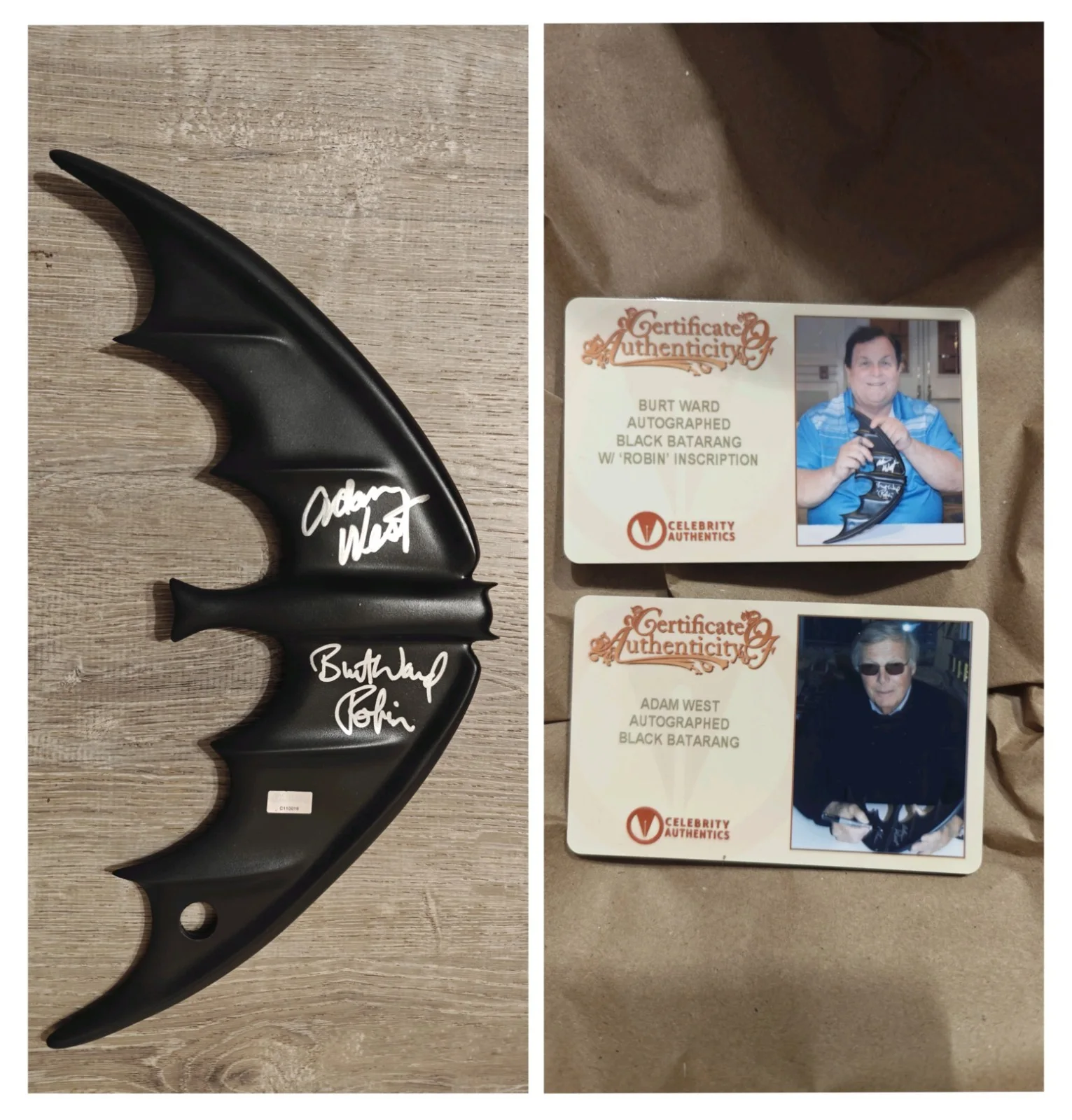 Val Kilmer, Michael Keaton, Adam West — 5x Signed Batman Batarang Set w/ Celebrity Authentics West Kilmer Keaton Affleck, изображение 2