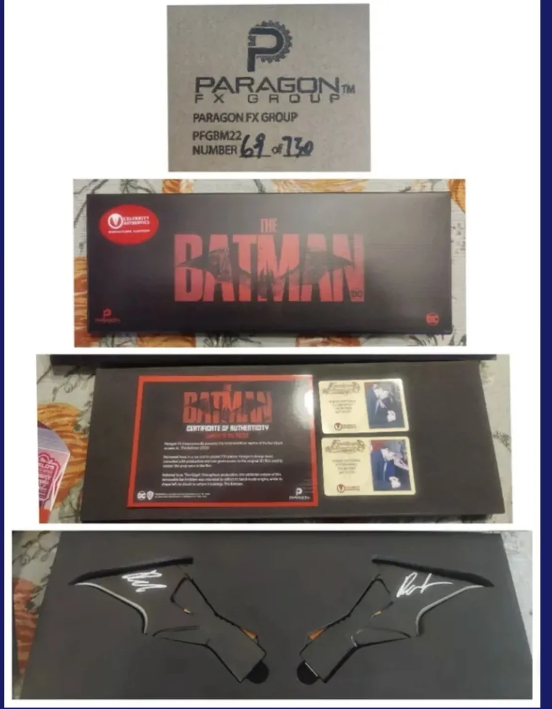 Val Kilmer, Michael Keaton, Adam West — 5x Signed Batman Batarang Set w/ Celebrity Authentics West Kilmer Keaton Affleck, изображение 3