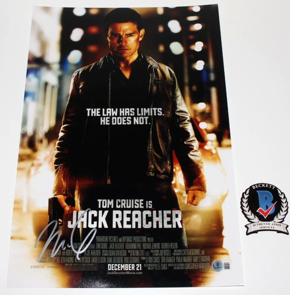 CHRISTOPHER MCQUARRIE SIGNED 'JACK REACHER' 12x18 MOVIE POSTER 2 BECKETT BAS COA, изображение 2