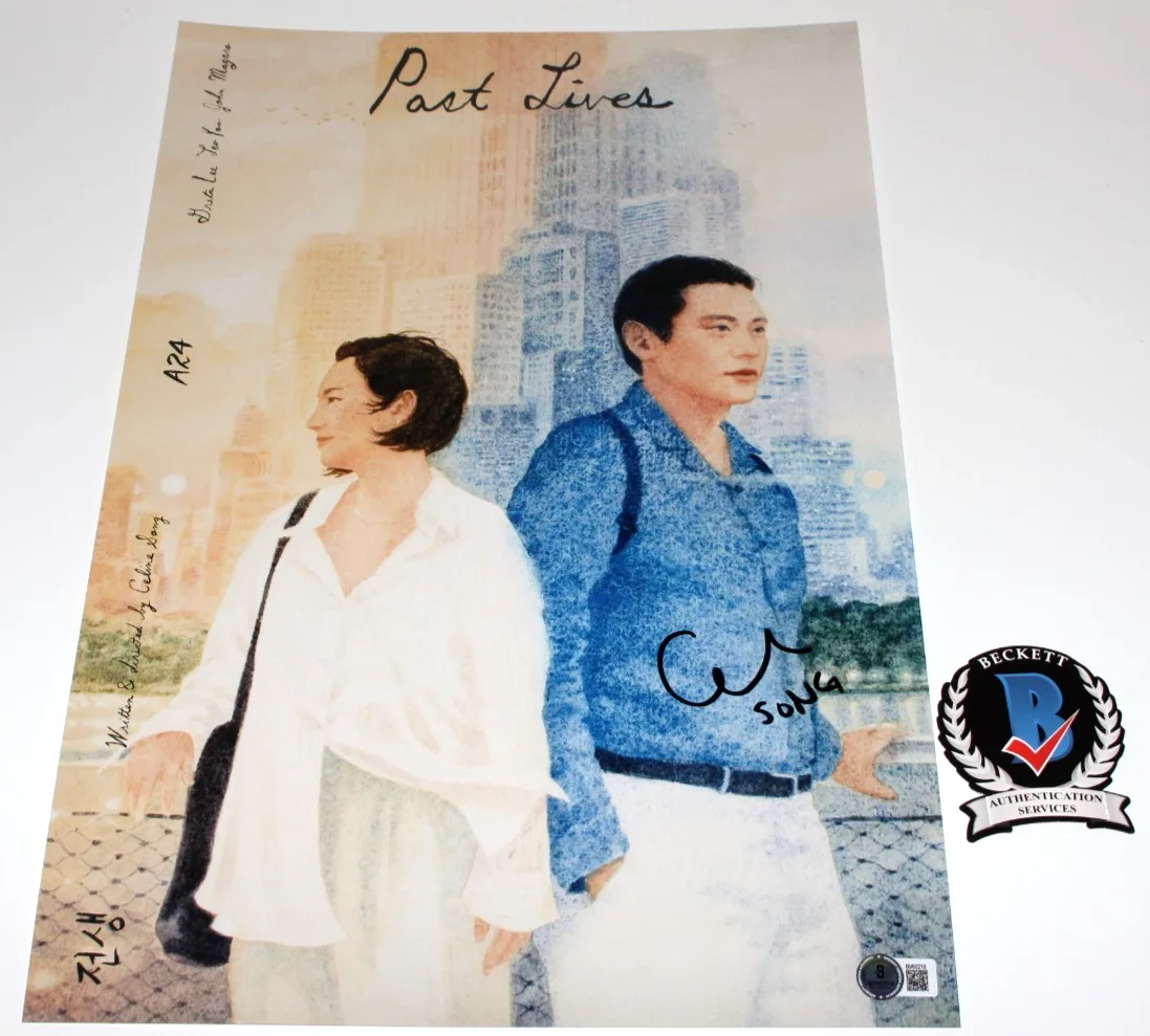 DIRECTOR CELINE SONG SIGNED 'PAST LIVES' 12x18 MOVIE POSTER 2 BAS BECKETT COA, изображение 2