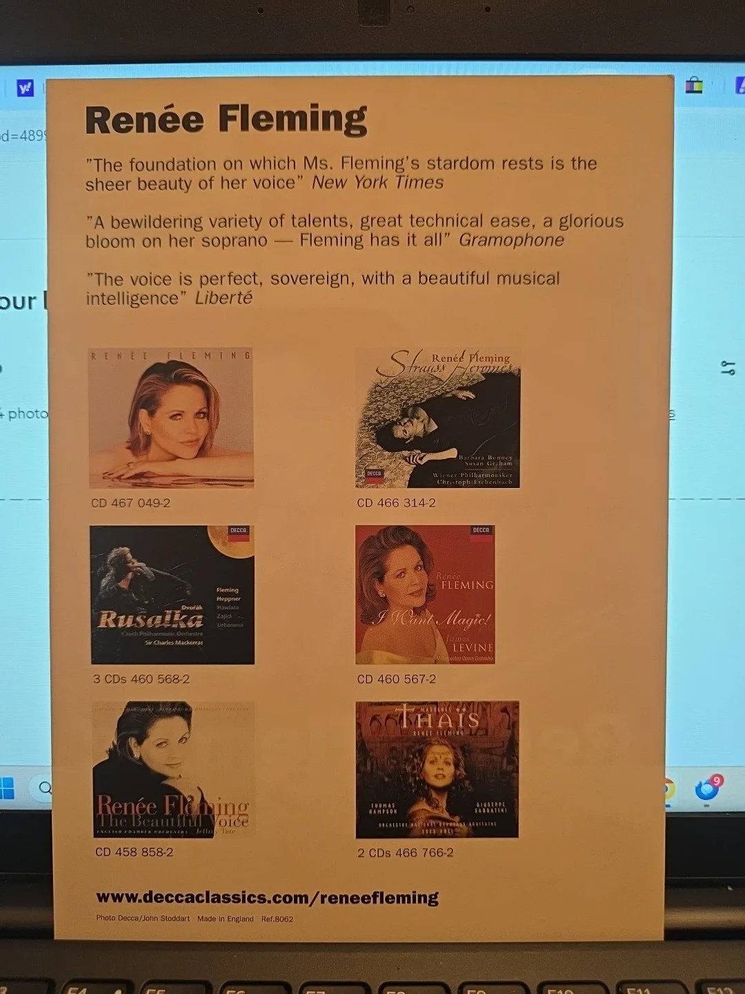 Renee Fleming — Renee Fleming Opera Legend Signed Auto Fan Club Promo Card, изображение 3